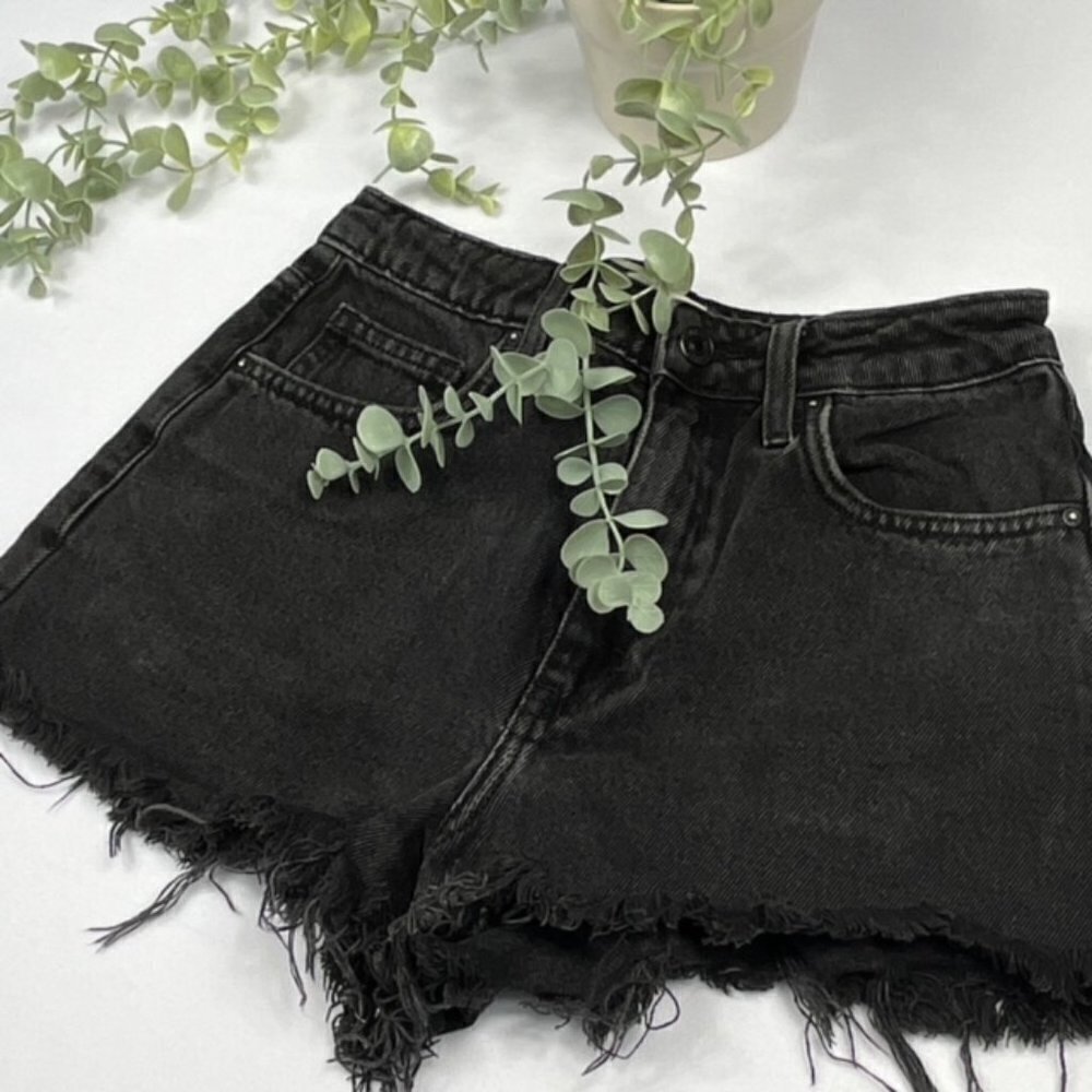 Forever 21 Black Distressed Jean Super Short Shorts, Size: 24